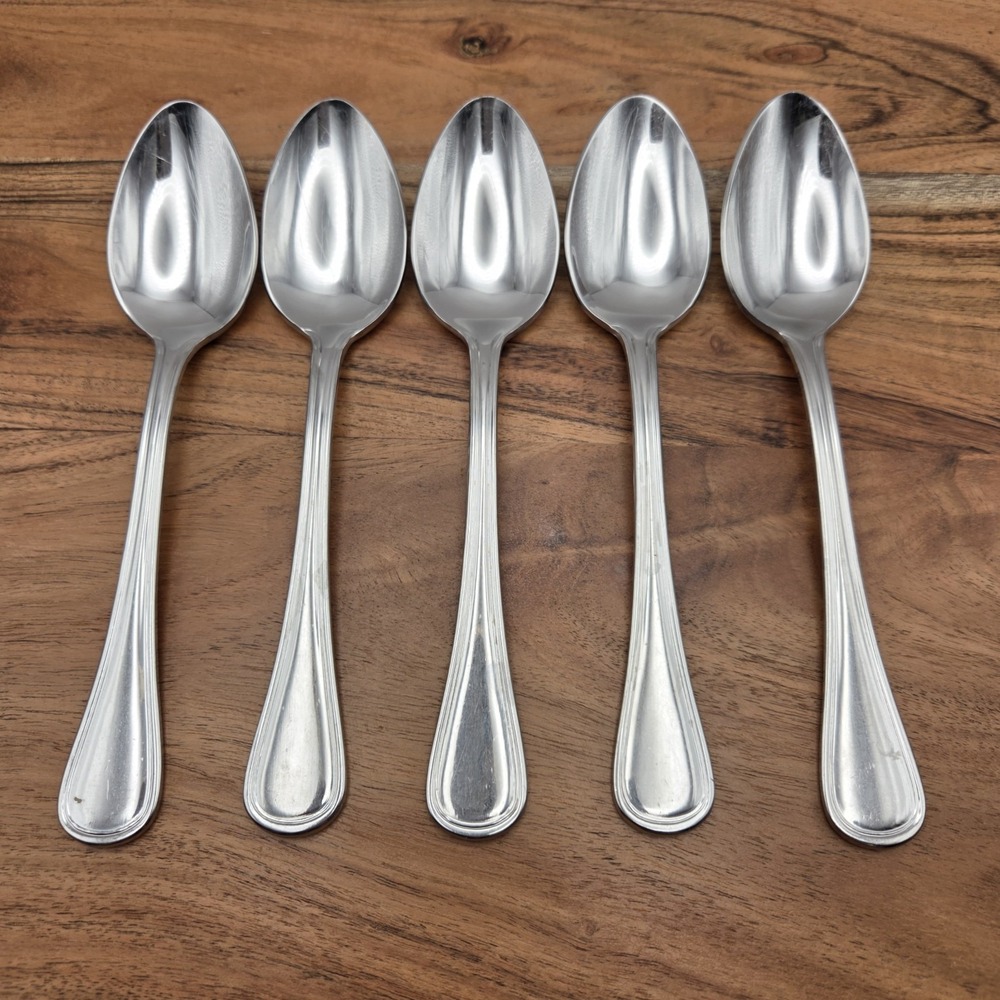 Set Of 5 Wallace Rockport Soup Spoons 18/10 Stainless Steel